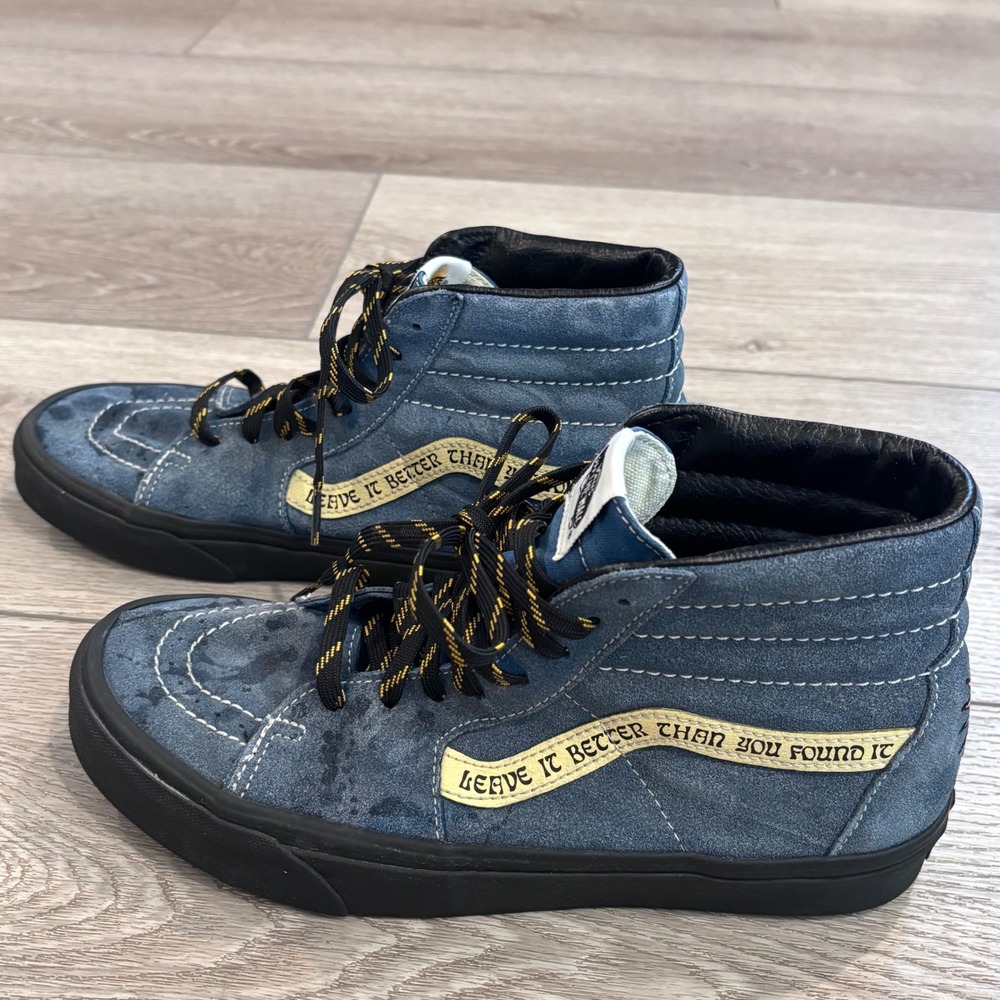 Vans Parks Project Sk8-Hi Mens 7.5 Blue Suede Leave It Better High Top Sneakers